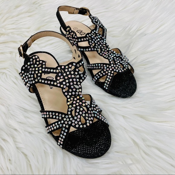 Kids black rhinestoned heel - Picture 3 of 8